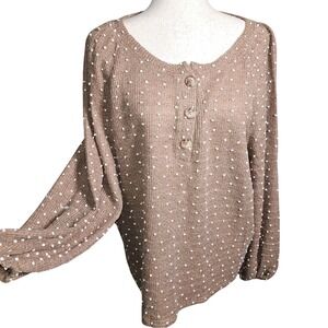 Perch by Blu Pepper Lightweight Chocolate Sweater Pompon texture with buttons 2x